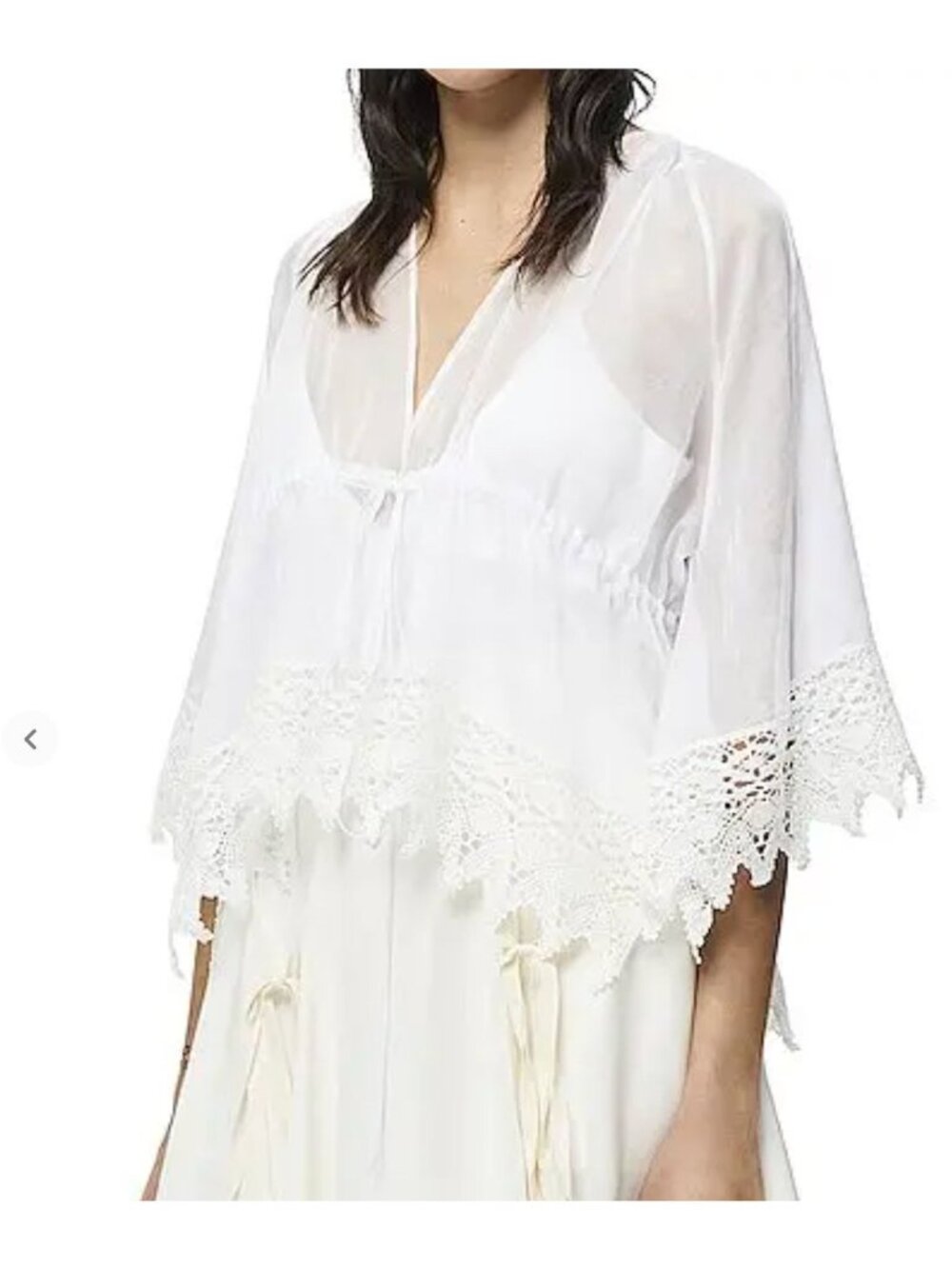 Loewe Paula's Ibiza Scalloped Hem Macrame Top White - Size 36